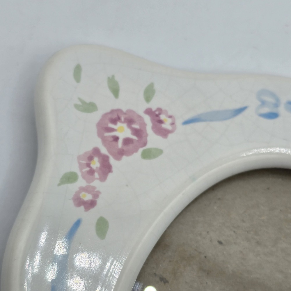 Ceramic Photo Frame Pink Tea Roses Simple Oval Display Cottagecore Vtg Granny - Picture 6 of 14